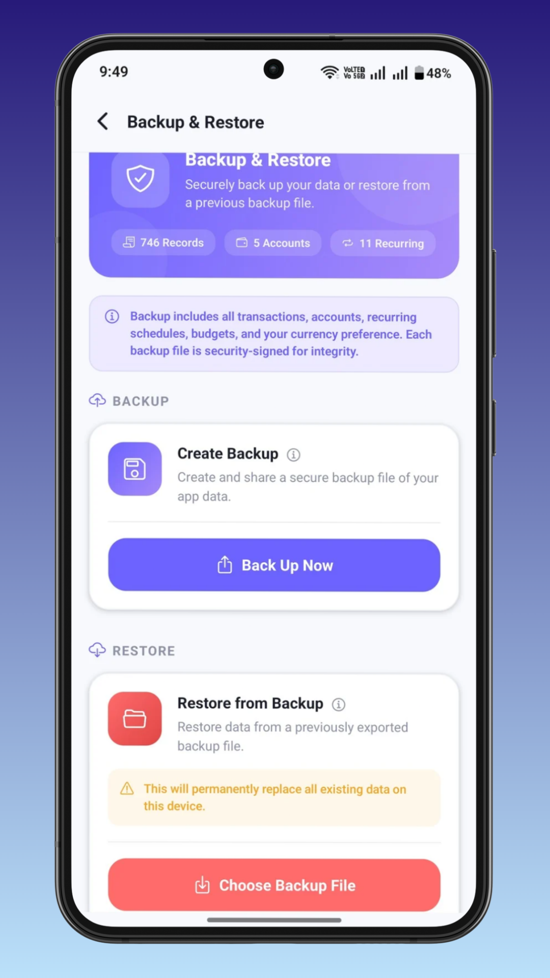 Backup and restore